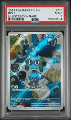 POKEMON PSA 9 RIOLU ILLUSTRATION RARE 215/198 SCARLET e VIOLET ENGLISH 2023! - Image 1