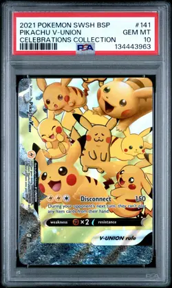 2021 POKEMON SWSH PROMO CELEBRATIONS COLLECTION #141 PIKACHU V-UNION PSA 10 - Image 1