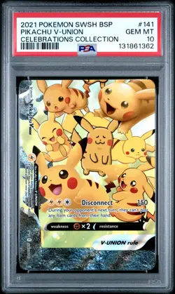 2021 POKEMON SWSH PROMO CELEBRATIONS COLLECTION #141 PIKACHU V-UNION PSA 10 - Image 1