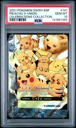 2021 POKEMON SWSH PROMO CELEBRATIONS COLLECTION #141 PIKACHU V-UNION PSA 10 - Image 1