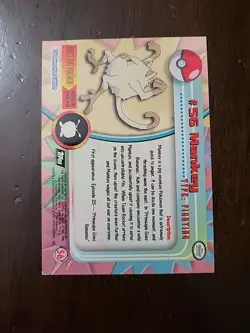 LP! RAINBOW BLACK Logo FLAMES 1999 Topps Pokemon TV Animation #56 MANKEY - Image 2