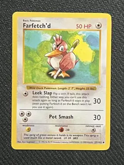 Pokemon TCG Farfetch'd Card 027/102 Regular Base Set Shadowless 1999 - Image 1
