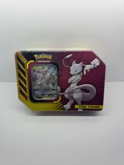 Pokemon TCG: Mewtwo & Mew GX Tag Team Power Partnership Tin Sealed SM191 - Image 1