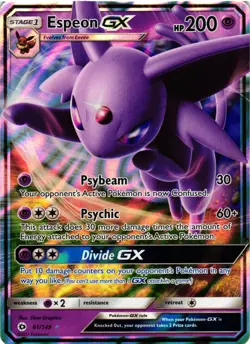 Pokemon TCG Espeon GX Sun & Moon Base Set Ultra Rare 61/149 VLP - Image 1