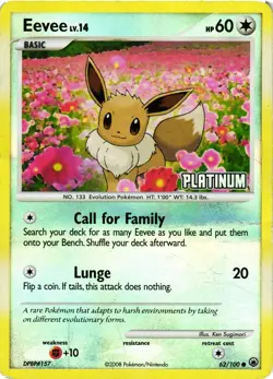 Pokemon TCG Eevee Pokemon Promos 62/100 Reverse Holo Promo HEAVY DMG - Image 1