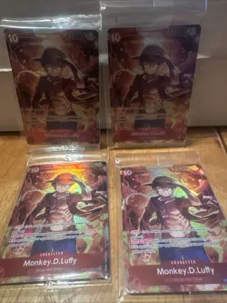 4 Monkey.D.Luffy Treasure Booster Set ST10-006 One Piece Promo Card Foil SEALED - Image 1
