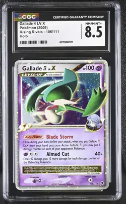 CGC 8.5 Gallade 4 LV.X 2009 Rising Rivals 106/111 Holo Pokemon Card - Image 1