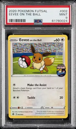 2020 POKEMON FUTSAL #002 EEVEE ON THE BALL PSA 9 - Image 1