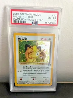 HOLO Meowth #10 WOTC - Game Boy Black Star Promo - PSA 4 VG-EX Pokemon Graded - Image 1