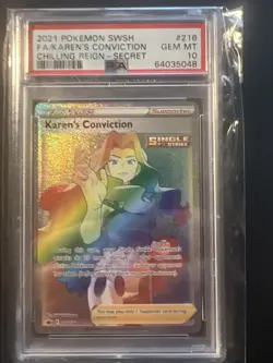 Pokemon TCG Karen's Conviction Chilling Reign 216/198 Holo Secret Rare - Image 1