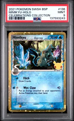 2021 POKEMON SWSH PROMO CELEBRATIONS COLLECTION #136 MIMIKYU-HOLO PSA 9 - Image 1