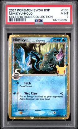 2021 POKEMON SWSH PROMO CELEBRATIONS COLLECTION #136 MIMIKYU-HOLO PSA 9 - Image 1