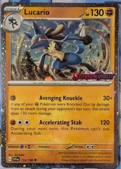 LUCARIO 114/198 Scarlet & Violet Stamp Holo Rare Pokemon Card TCG Near Mint - Image 1