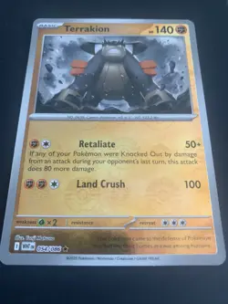 Terrakion 054/086 Pokeball Reverse Holo SV White Flare Pokemon Card - Image 1