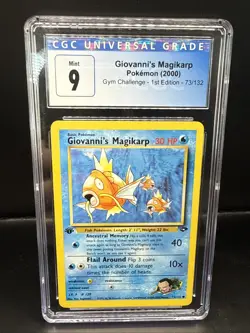 Pokemon CGC 9 MINT Giovanni's Magikarp Gym Challenge 1st Edition 73/132 - Image 1