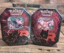 Pokemon TCG 2 x Team Rocket Tins Destined Rivals Sealed Nidoking Ex & Mewtwo Ex - Image 1