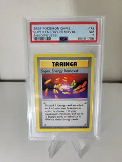 Pokemon TCG Base Set Trainer Super Energy Removal Card 79/102 Shadowless PSA 7 - Image 1