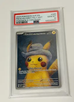 Pokemon Pikachu with Grey Felt Hat Van Gogh Full Art Promo SVP EN 085 PSA 10 - Image 1