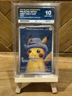 Pikachu with Grey Felt Hat Van Gogh Promo #085 Pokemon ACE 10 GEM MINT not PSA - Image 2