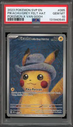 Pokemon Pikachu with Grey Felt Hat Van Gogh Full Art Promo SVP EN 085 PSA 10 - Image 1