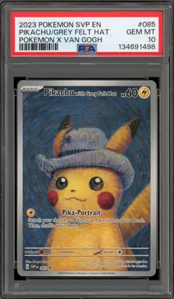 Pokemon Pikachu with Grey Felt Hat Van Gogh Full Art Promo SVP EN 085 PSA 10 - Image 1