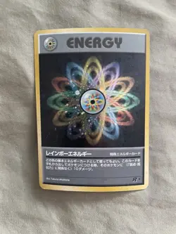 RAINBOW ENERGY HOLO JAPANESE TEAM ROCKET POKEMON CARD - MP - Image 1