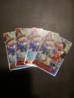 X4 One Piece Card Game TCG Ace & Sabo & Luffy OP13-007 SR M/NM Condition - Image 1