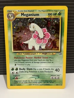 Pokemon TCG Meganium Neo Genesis Holo Rare Card 10/111 NM Vintage - Image 1