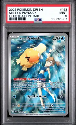 Pokemon Misty's Psyduck Sv10 Holo Illustration Rare 193/182 PSA 9 - Image 1