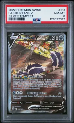 2022 Pokemon SWSH Silver Tempest #181 FA/Skunktank V PSA 8 - Image 1