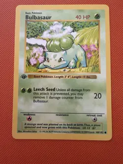 Pokemon TCG Bulbasaur 1st Edition Base Set Shadowless 44/102 NM/Better - Image 1