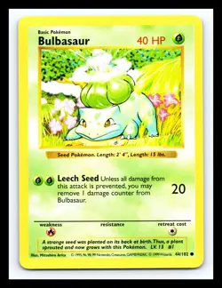 💥 Bulbasaur | Pokemon TCG 1999 | (Shadowless Set) Non Holo Vintage # 44/102 - Image 1