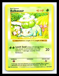 💥 Bulbasaur | Pokemon TCG 1999 | (Shadowless Set) Non Holo Vintage # 44/102 - Image 1
