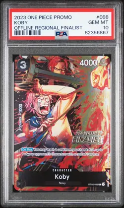 2023 ONE PIECE PROMO - OFFLINE REGIONAL FINALIST OP02 #098 - Koby English PSA 10 - Image 1