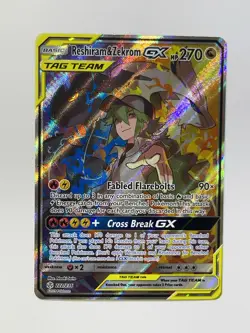 Pokemon TCG Reshiram & Zekrom GX (Full Art) 222/236 Sm-Cosmic Eclipse Holo NM - Image 1