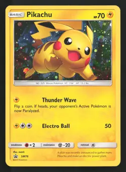 Pikachu SM76 Sun & Moon Black Star Promo Pokemon Card HOLO BLEED - Image 1