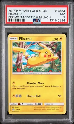 2016 Pokemon Sun & Moon Black Star Pikachu Promo Target S & M #SM04 PSA 7 NM - Image 1