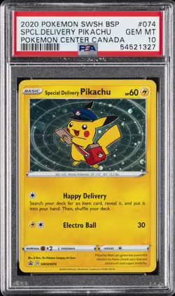 2020 POKEMON SWSH BLACK STAR PROMO #074 SPECIAL DELIVERY PIKACHU-HOLO PSA 10 - Image 1