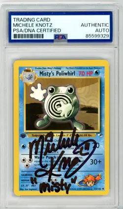PSA Michele Knotz Signed Misty's Poliwhirl 053/132 Gym Heroes Regular Pokemon - Image 1