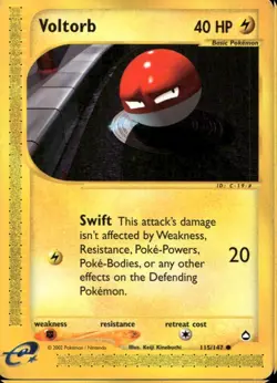 Voltorb 115/147 Common WOTC Aquapolis Pokemon - Image 1