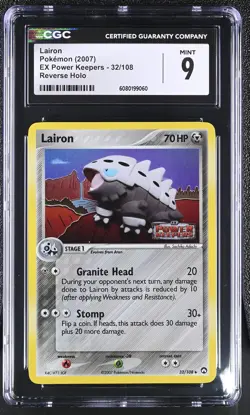 CGC 9 MINT Lairon 2007 EX Power Keepers 32/108 Reverse Holo Pokemon Card - Image 1
