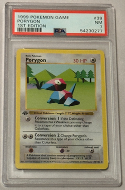 Porygon 1st Edition #39 Shadowless Pokemon Card Base Set Card PSA 7 Vintage - Image 1