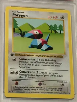 Porygon 1st Edition #39 Shadowless Pokemon Card Base Set Card PSA 7 Vintage - Image 2