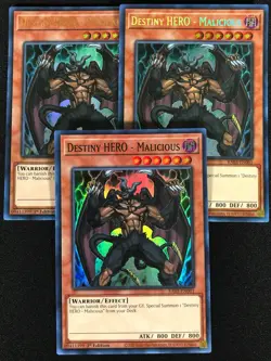 Yugioh Destiny Hero Malicious RA03-EN001 1st X3 (NM) X1 Super X1 Ultra X1 Secret - Image 1