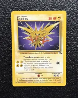 Pokemon TCG - Zapdos 30/62 - Vintage Non-Holo Rare - Fossil Unlimited Set! *MP - Image 1