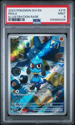 2023 POKEMON SVI EN-SCARLET & VIOLET ILLUSTRATION RARE #215 RIOLU PSA 9 - Image 1