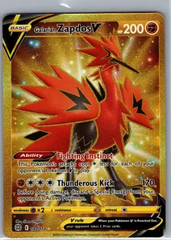 Galarian Zapdos V 182/172 SWSH09: Brilliant Stars - Pokemon Card - NM - Image 1