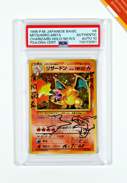 Pokemon PSA Charizard #6 Holo Base Set Auto 10 Mitsuhiro Arita 1996 Japanese - Image 1