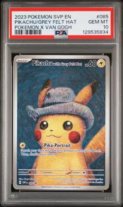 2023 POKEMON SVP EN-SV BLACK STAR PROMO #085 PIKACHU WITH GREY FELT HAT PSA 10 - Image 1