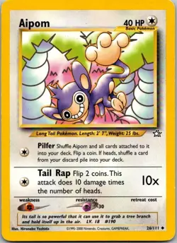 Neo Genesis #026/111 Aipom Pokemon Moderately Played - Image 1
